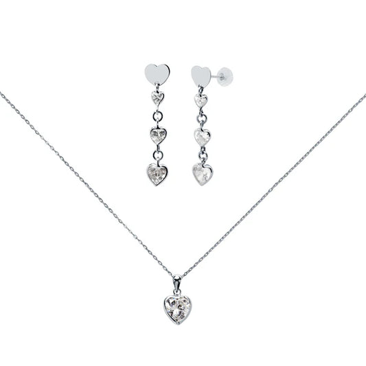 Conjunto Elisenda de Colgante y Pendientes en Blanco 9 Kilates