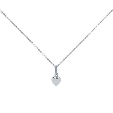 Colgante Corazón Liso en Oro Blanco 9 Kilates