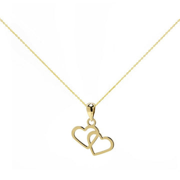 Colgante 2 Corazones Liso en Oro Amarillo 9 Kilates