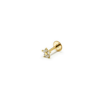 Piercing de Oreja Cartílago Margarita y Circonitas en Oro Amarillo 9 Kilates