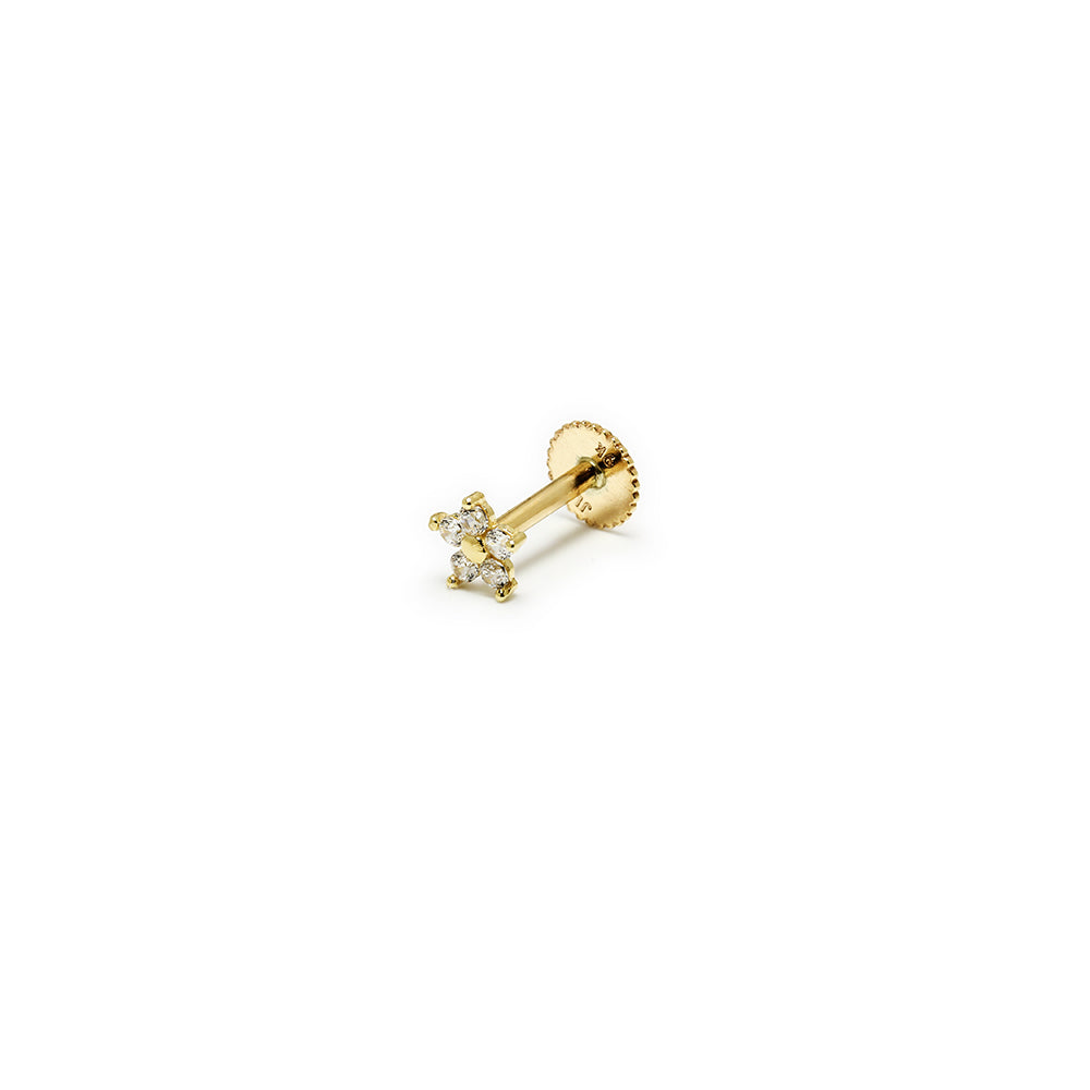 Piercing Flor con Circonita de Oro de 9 Quilates