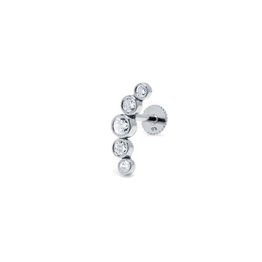 Piercing Cinco Circonitas en Oro Blanco 9 Kilates