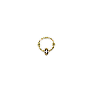 Piercing Aro Lágrima Circonita Amatista en Oro Amarillo 9 Kilates