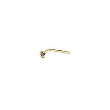Piercing de Nariz Circonita Rosa 2x2 en Oro Amarillo 9 Kilates