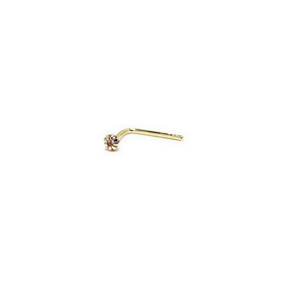 Piercing de Nariz de Oro de 9 Quilates con Circonita Rosa