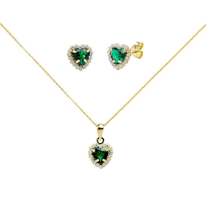 Conjunto Bella de Pendientes y Colgante en Oro Amarillo de 9 Kilates