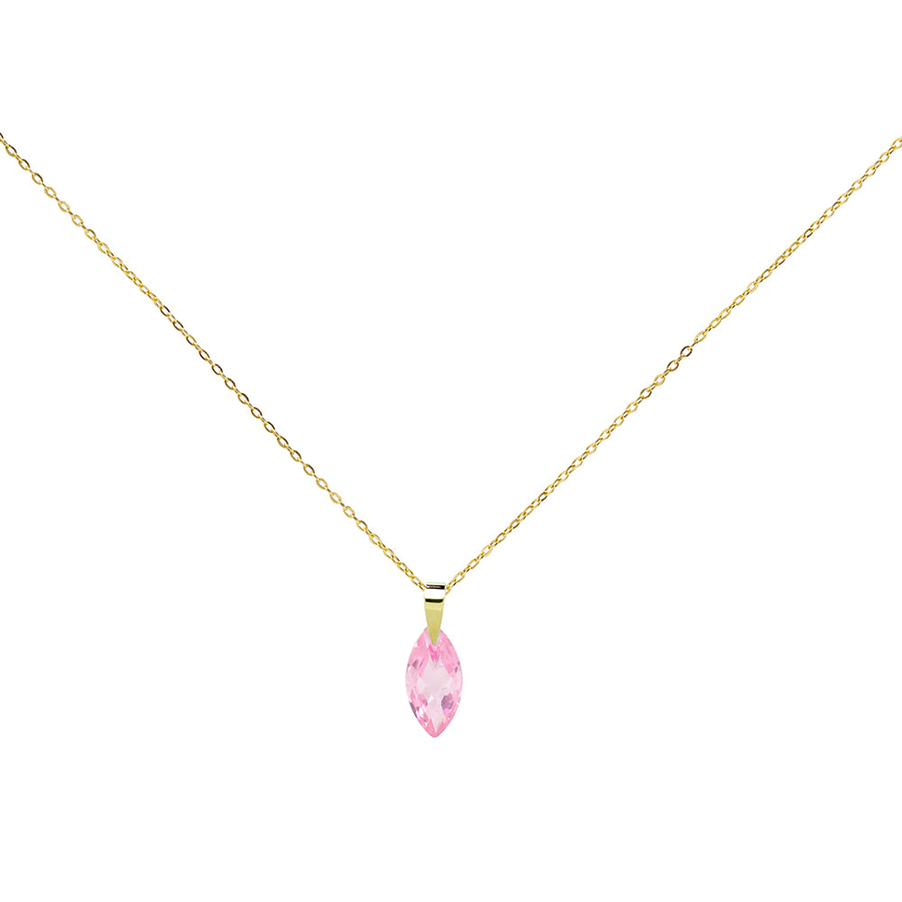 Colgante Lágrima Circonita Rosa 15x7mm Oro Amarillo 9 Kilates