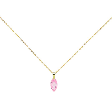 Colgante Lágrima Circonita Rosa 15x7mm Oro Amarillo 9 Kilates