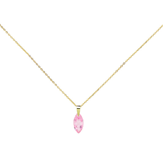 Colgante Lágrima Circonita Rosa 15x7mm Oro Amarillo 9 Kilates