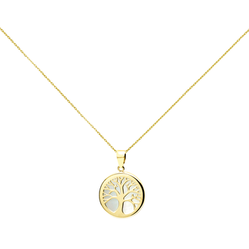 Colgante Árbol de la Vida Nácar 12x12 Oro Amarillo 9 Kilates