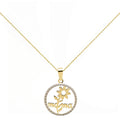 Colgante Flor Mamá de Oro de 9 Quilates con Diamante