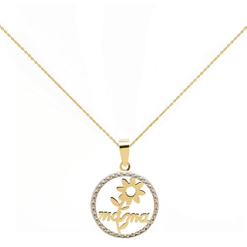 Colgante Mamá con Flor (15x15) Oro Bicolor 9 Kilates