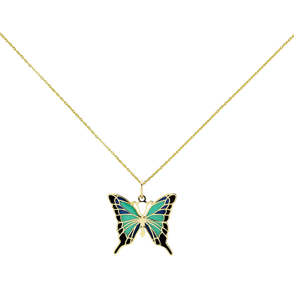 Colgante Mariposa Danaus de Oro de 9 Quilates con Esmalte