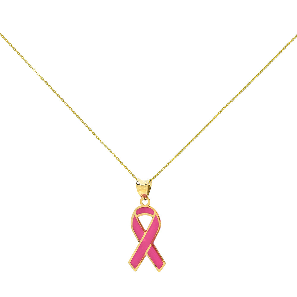 Colgante Lazo Rosa de Oro de 9 Quilates con Esmalte