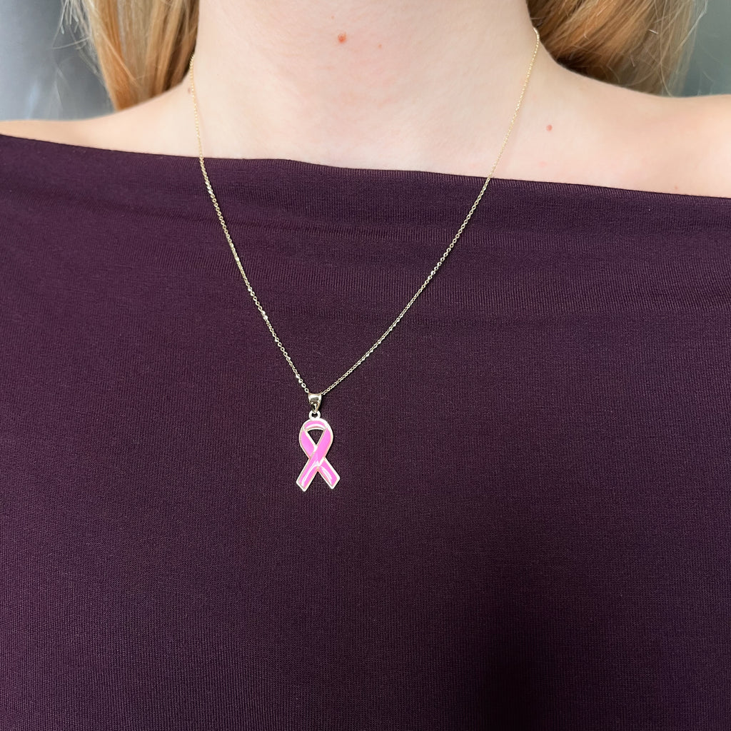 Colgante Lazo Rosa de Oro de 9 Quilates con Esmalte
