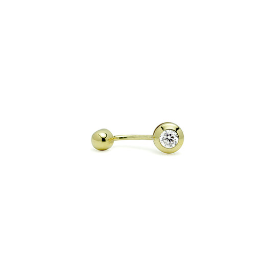 Piercing de Ombligo con Circonita Blanca en Oro Amarillo 9 Kilates