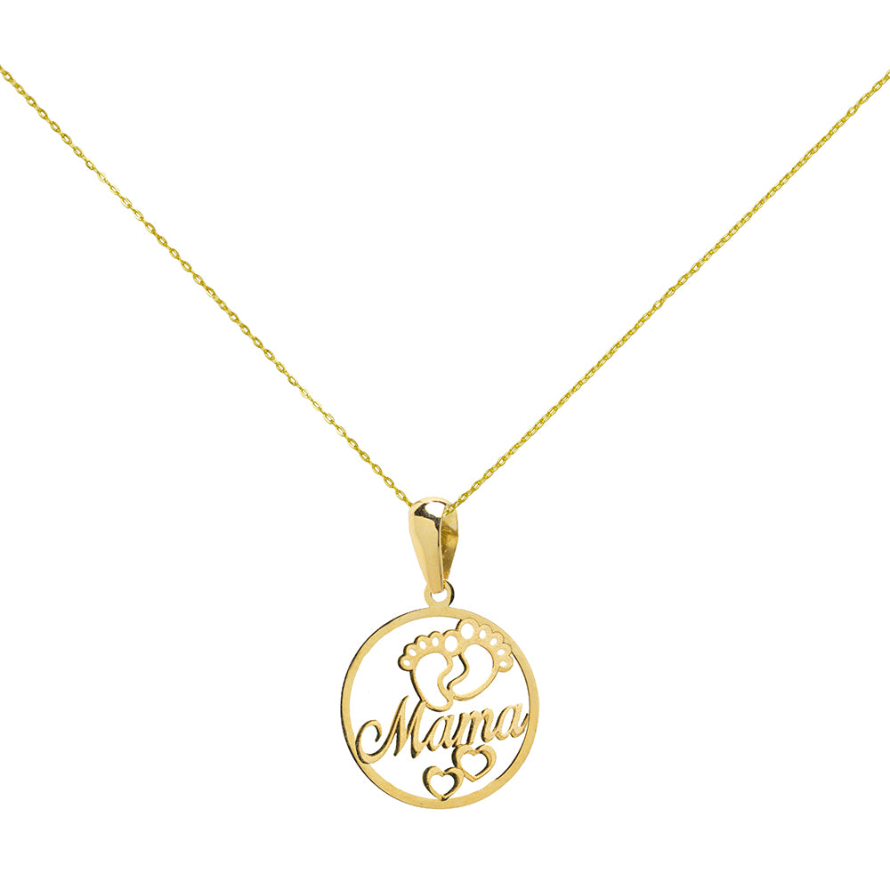 Colgante Mamá de Oro de 9 Quilates con Pies