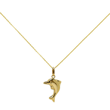 Colgante Delfín Reversible Azul en Oro Amarillo 9 Kilates