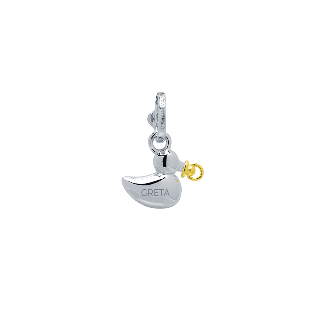 Colgante Patito con Chupete de Plata de Ley 925