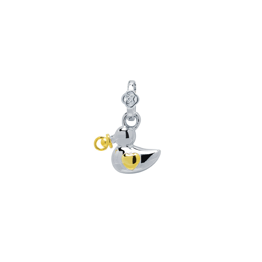 Colgante Patito con Chupete de Plata de Ley 925