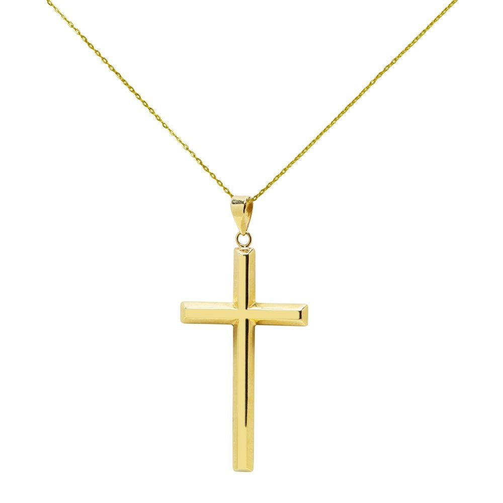 Cruz Hexagonal 22x43 mm en Oro Amarillo 9 Kilates