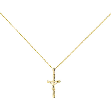 Cruz Cristo 12x22 mm  en Oro Amarillo 9 Kilates