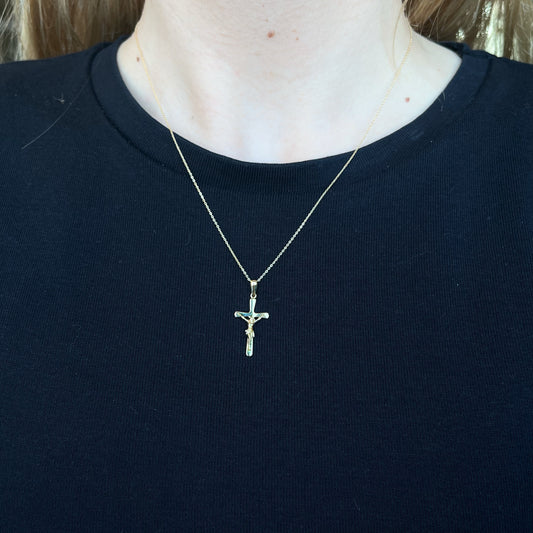 Cruz Cristo 12x22 mm  en Oro Amarillo 9 Kilates