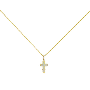 Cruz Plana Nacar 8x12mm en Oro Amarillo 9 Kilates