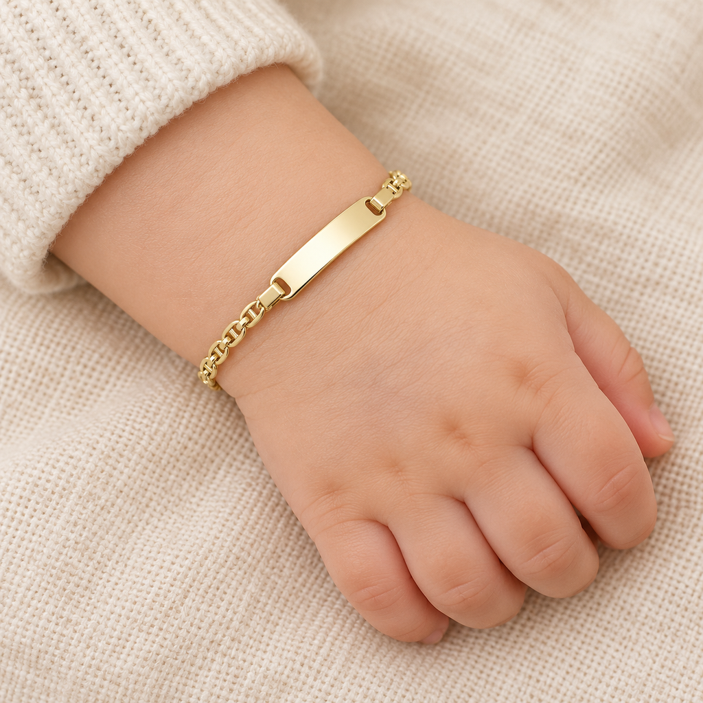 Pulsera Nomeolvides Travesino de Oro de 9 Quilates para Bebé