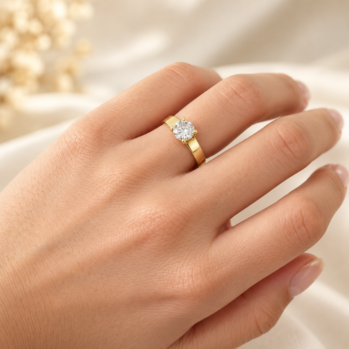 Anillo Solitario Cassari Diamante Creado 1 Quilate en Oro de 18 Kilates