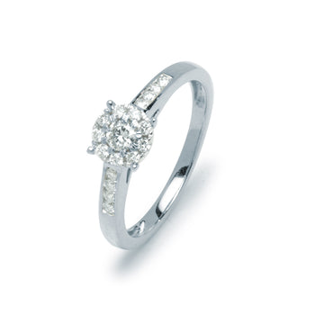 Anillo Americano Acalia Diamantes Creados 0,30 Quilates en Oro Blanco