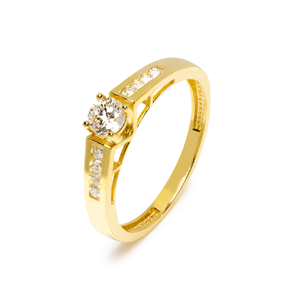 Anillo Americano Diamantes Creados 0,41 Quilates en Oro Amarillo de 9 Kilates