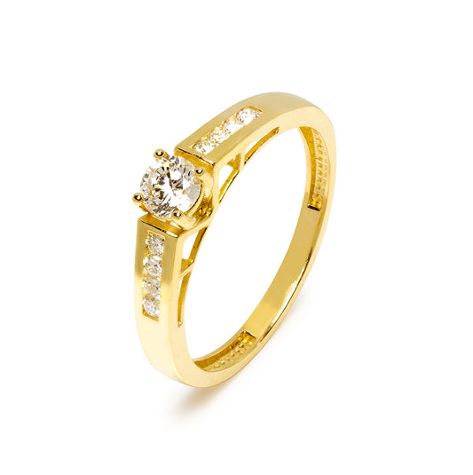 Anillo Americano Diamantes Creados 0,41 Quilates en Oro Amarillo de 9 Kilates