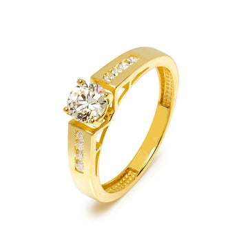 Anillo Americano Diamantes Creados 0,66 Quilates en Oro Amarillo de 9 Kilates