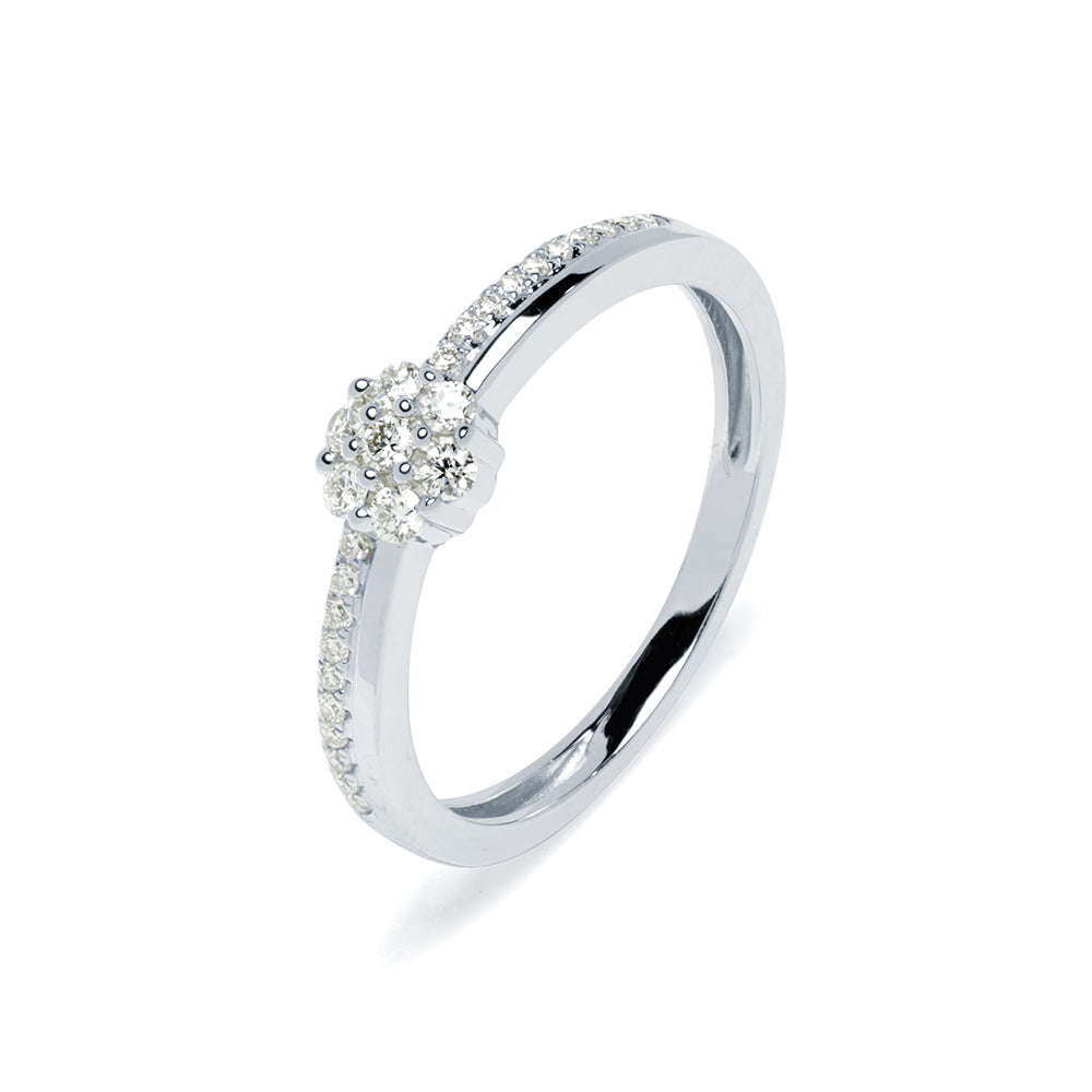 Anillo Americano con Diamantes Creados 0,20 Quilates en Oro Blanco