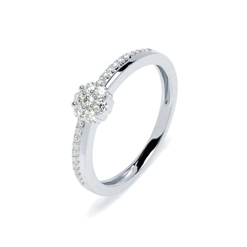Anillo Americano con Diamantes Creados 0,20 Quilates en Oro Blanco