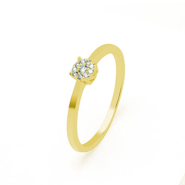 Anillo Baris 10 con Diamantes Creados 0,08 Quilates en Oro Amarillo