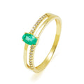 Anillo Arianne de Esmeralda y Diamante Creado en Oro de 18 Kilates