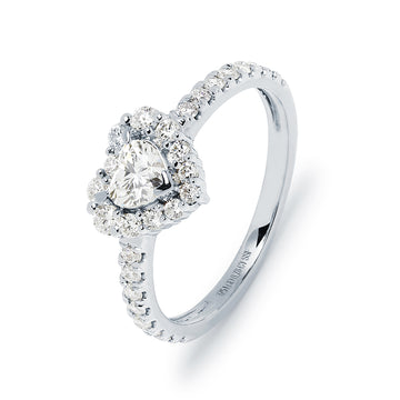 Anillo Corazón Diamantes Creados 0.49 Quilates en Oro Blanco 9 Kilates