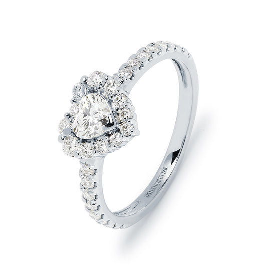 Anillo Corazón Diamantes Creados 0.49 Quilates en Oro Blanco 9 Kilates