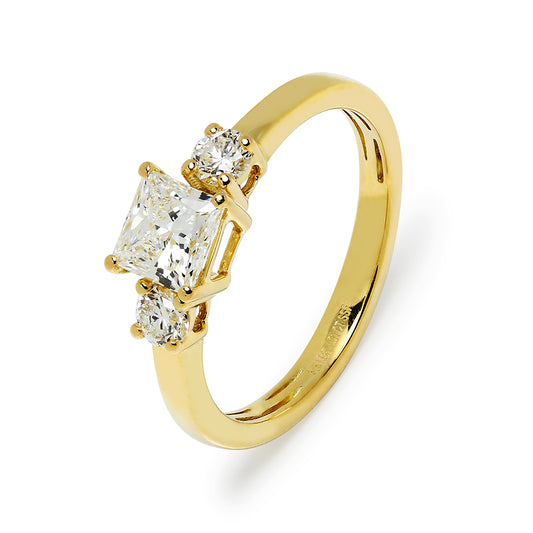 Anillo Maine Diamante Creado 1.01 Quilates en Oro Amarillo 9 Kilates
