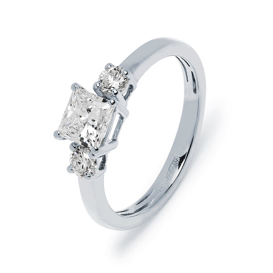 Anillo Maine Diamante Creado 1.01 Quilates en Oro Blanco 9 Kilates