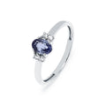 Anillo Rosetón Brigitte de Oro Blanco 9K con Zafiro