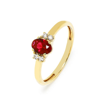 Anillo Brigitte Rosetón de Rubí y Diamantes Creados  en Oro Amarillo