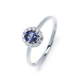 Anillo Roseta Sylvie de Oro Blanco de 9 Quilates con Zafiro