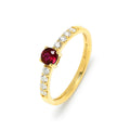 Anillo Inés de Oro 9K con Rubí y Diamantes Creados