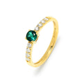 Anillo Inés de Oro 9K con Esmeralda y Diamantes Creados