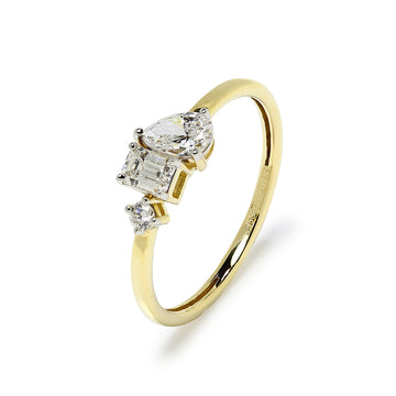 Anillo Mindy Diamantes Creados 0.49 Quilates en Oro Amarillo 9 Kilates