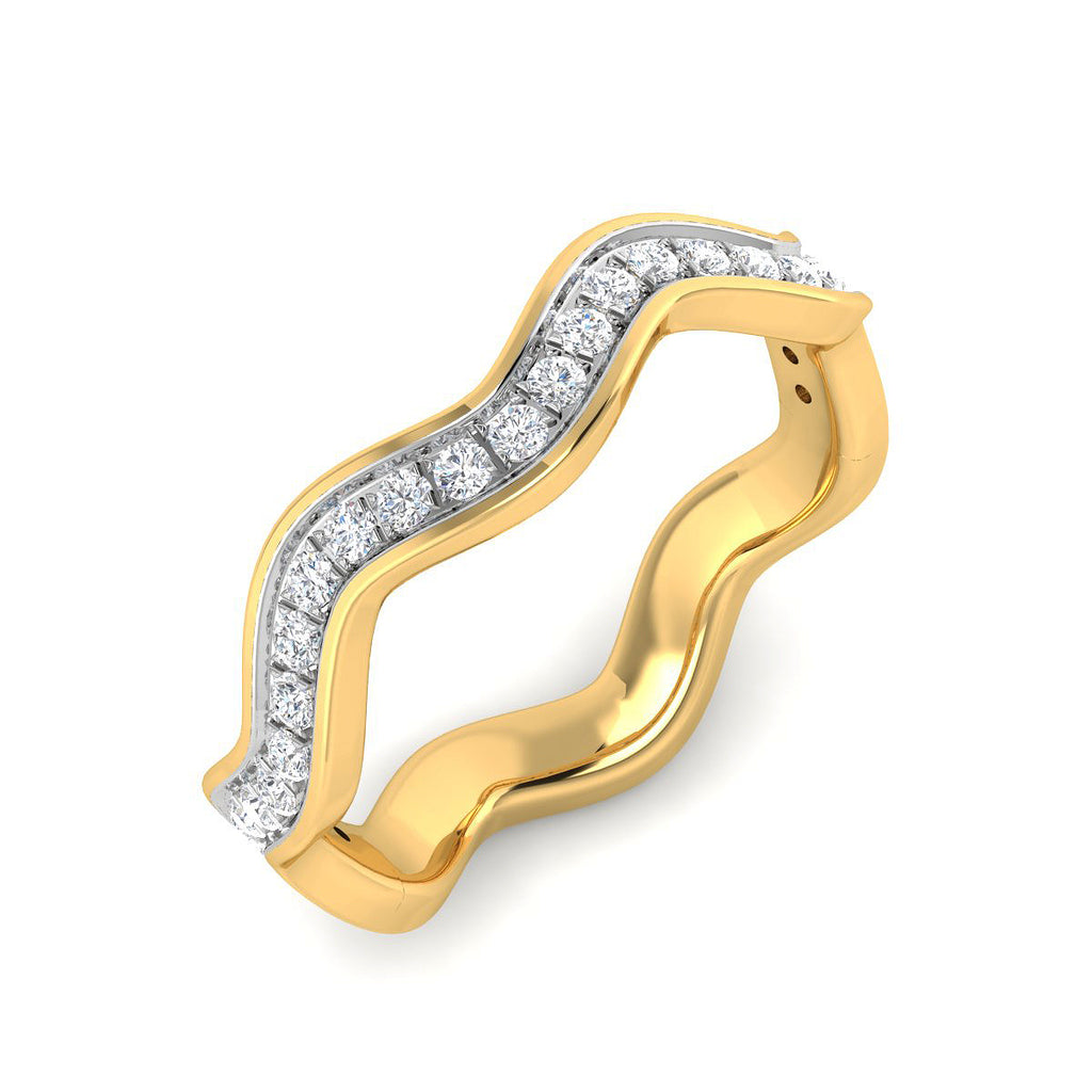 Anillo Ondas con Diamantes Creados en Vermeil