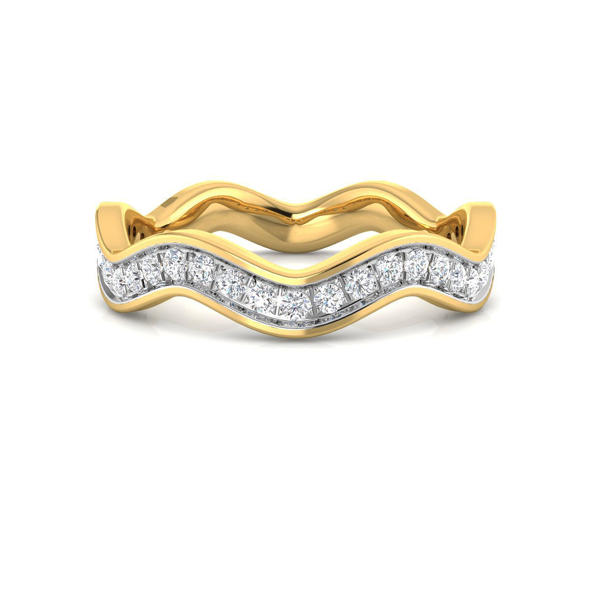Anillo Ondas de Vermeil con Brillantes Creados